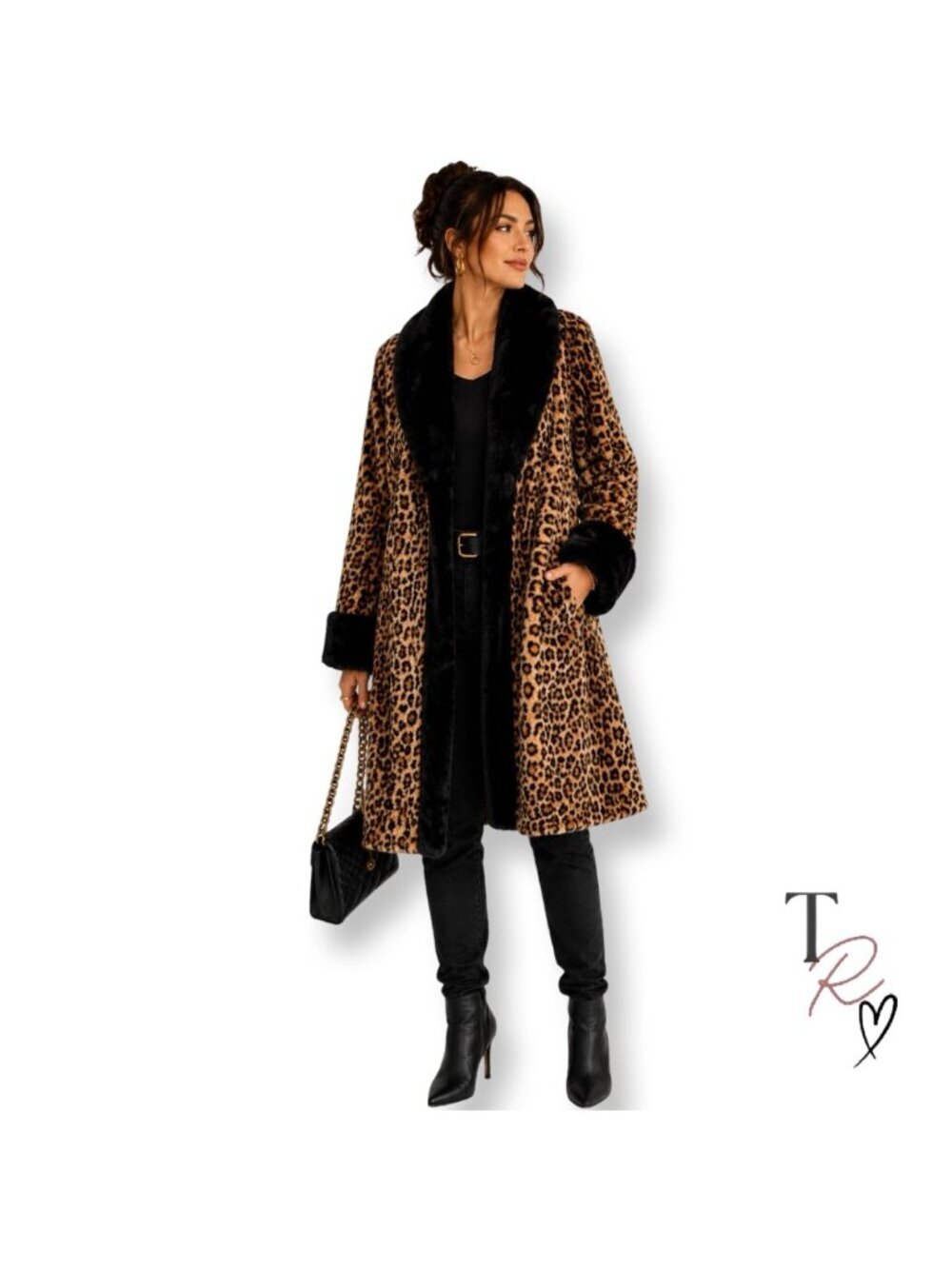 Vintage TR Bentley Faux Fur Leopard Statement Old Hollywood Swing Coat Medium